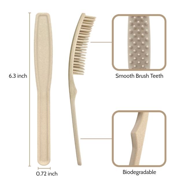 bamboo hair comb anti-static smooth natural plastic-free bpa-free styling professional cutting dressing hairdressing stylist compostable sustainable disposable hotel combs health 12pcs - CHANYI eco