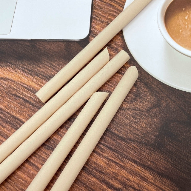 CORAL Bamboo Straws 8mm - 100% Compostable Plant-Based Bamboo Fiber, Durable, Eco Friendly, Biodegradable & Disposable, for Drinking