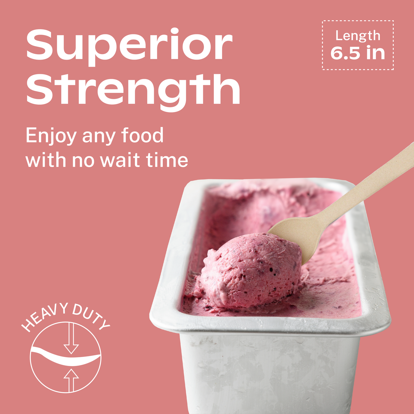 CORAL 100% Compostable Spoons - 120 Heavy Duty No Plastic Spoons (6.5 inch) - Break-Resistant with Smooth Edges, Eco-Friendly Alternative to Plastic Cutlery - Biodegradable & Disposable Spoons