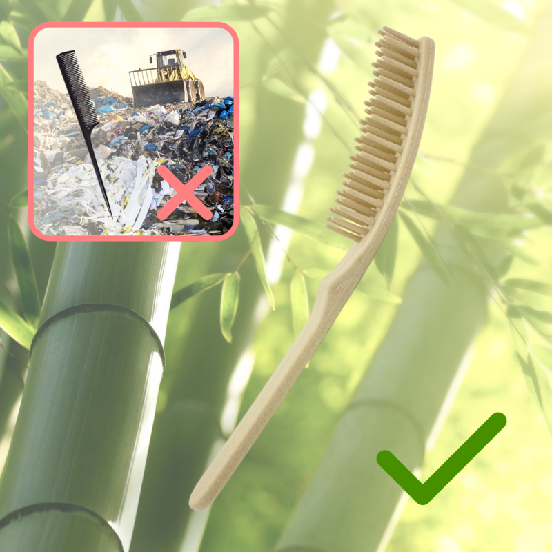 CHANYI 12 Bamboo Hair Combs - 100% Compostable Plant-Based Bamboo-Fiber Composite, Durable, Anti-Static & Heat Resistant, For All Hair Types, Plastic & BPA Free - 12 Individually Packaged Combs