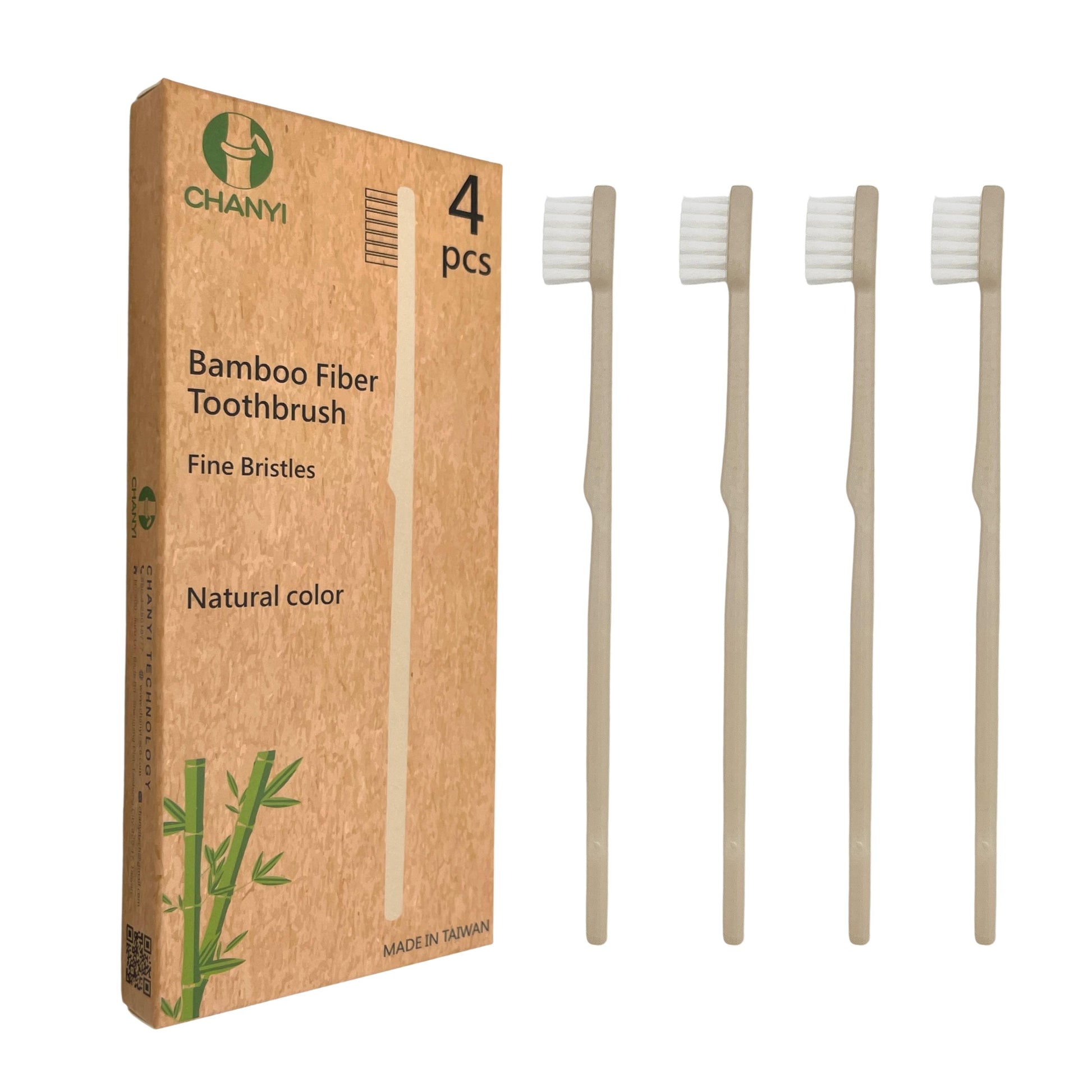 bamboo toothbrush soft bristles natural bpa-free eco-friendly compostable sustainable recyclable green manual travel hotel toothbrushes health 4 pack - CHANYI eco